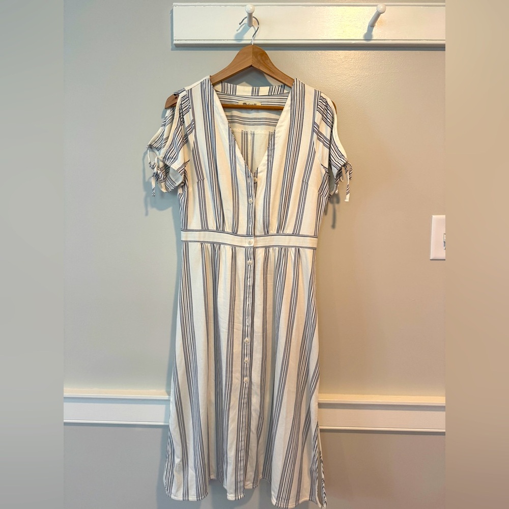 Madewell Striped V-Neck Button-up Dress size 6
